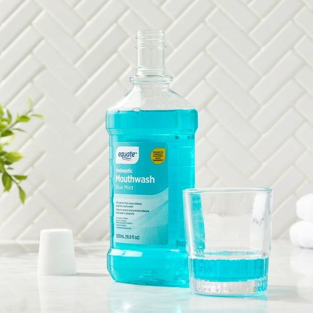 Equate Antiseptic Mouthwash Enamel-Safe Oral Care Blue Mint